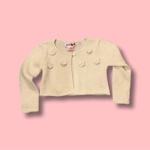 Girls Pink Angel light baby pink sweater shrug rosettes button front size 2T